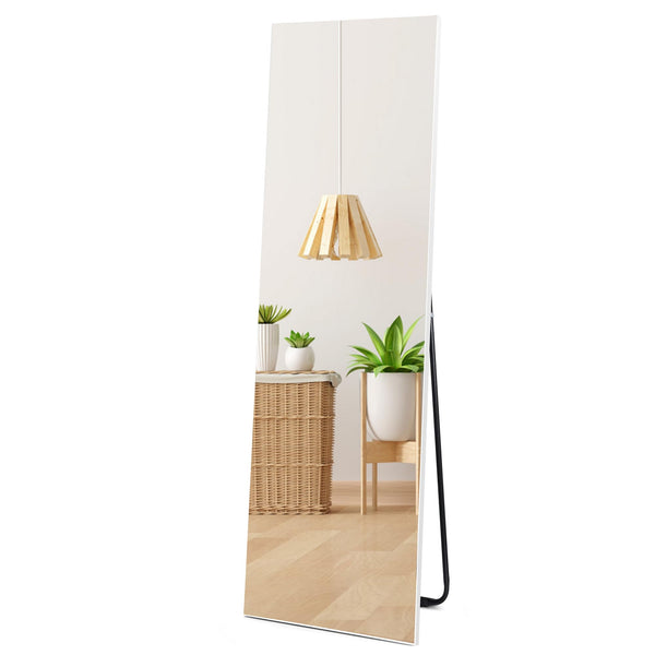 Hoikwo Full Length Mirrors 59x16 inches,Standing Mirror 150x41cm with White Frame for Bedroom, Living Room or Bathroom