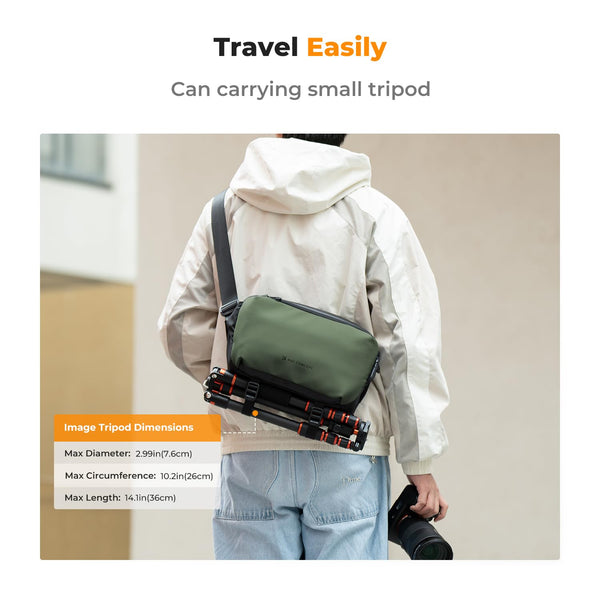 K&F Concept Camera Sling Bag, Camera Bag for DSLR and Lenses, Single Shoulder Camera Case Crossbody Bag with Tripod Holder for SLR Canon Sony Nikon Drone
