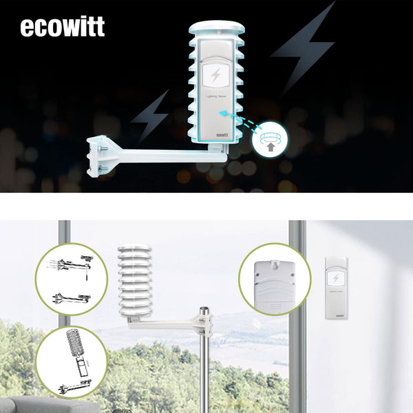 Ecowitt Wireless Lightning Detector Sensor, Accessory Sensor for Ecowitt Weather Station Ecosystem, WH57