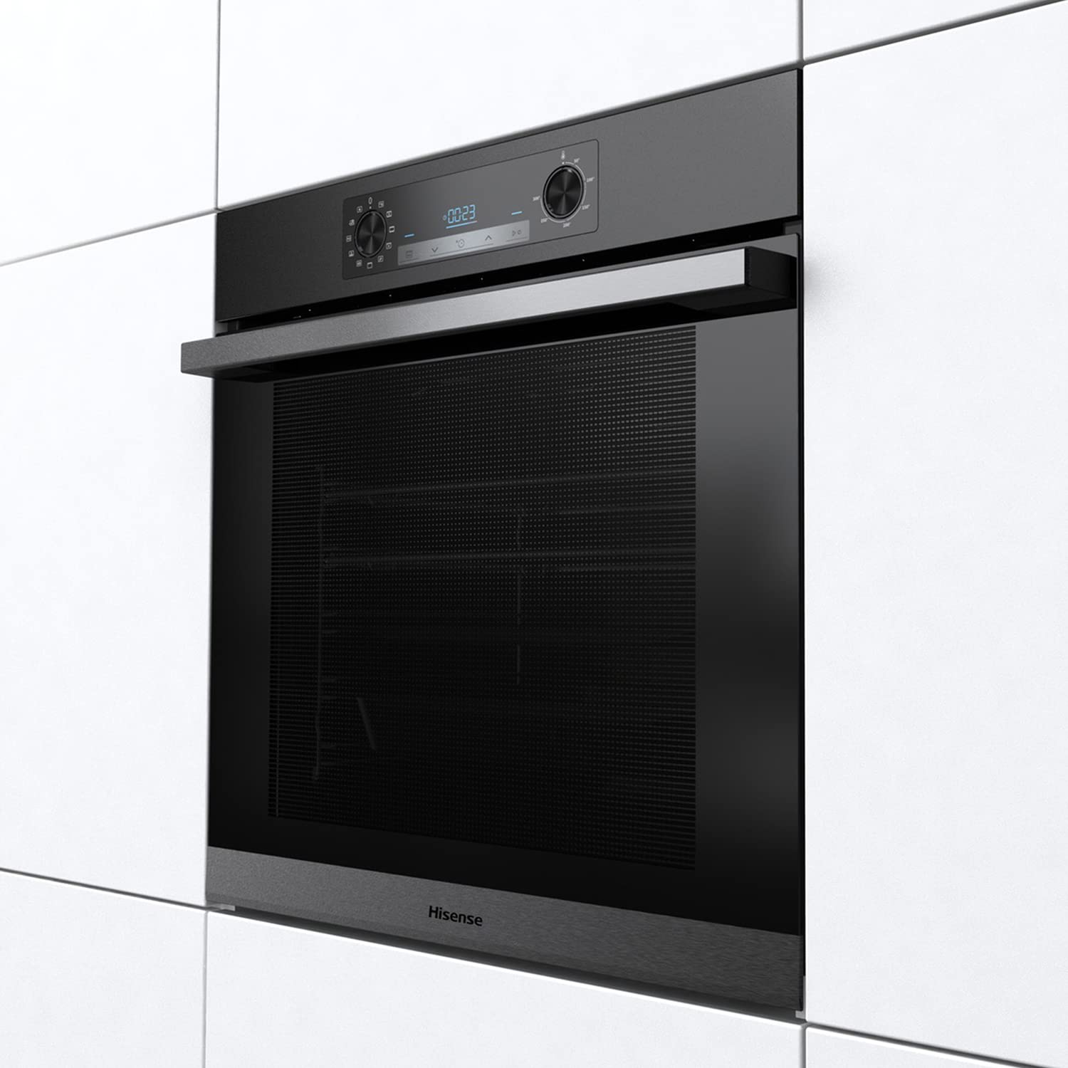 Hisense BI64211PB 77 Litre Built In Electric Single Oven With Pyrolytic Cleaning, Pizza Mode, Multiphase Cooking- Black 22x23x23 inches (LxWxH) - A+ Rated, Extra Large