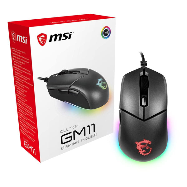 MSI CLUTCH GM51 LIGHTWEIGHT Gaming Mouse - 26000 DPI Optical Sensor, Elite 0.125ms Latency, 60M+ Click OMRON Switches, 6-Buttons, FriXionFree Cable, RGB Diamond LightGrips, 75g - Wired