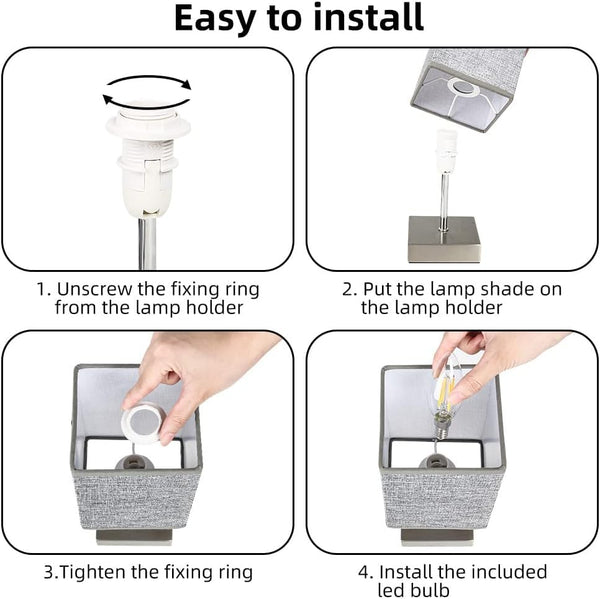 Aomeya Touch Control Table Lamp, 3-Way Dimmable Bedside Lamps Nightstand Lamps with Flaxen Fabric Shade for Bedroom Living Room,LED Bulb Included (Grey-1Pcs) (battery-1Pcs)