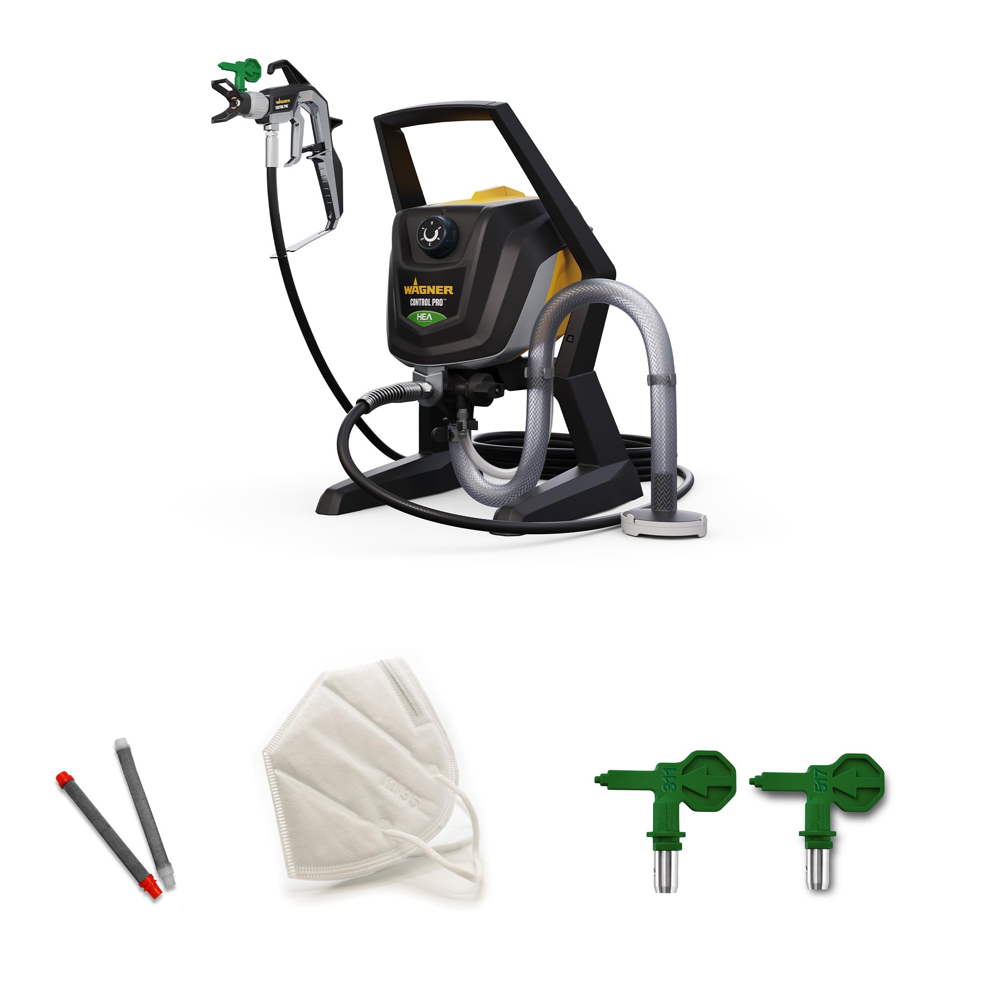 WAGNER Airless ControlPro 250M Paint Sprayer for interior and exterior wood, metal, wall and ceiling paints, covers 15 m² in 2 min, 110 bar, adjustable spray pressure, 9 m hose