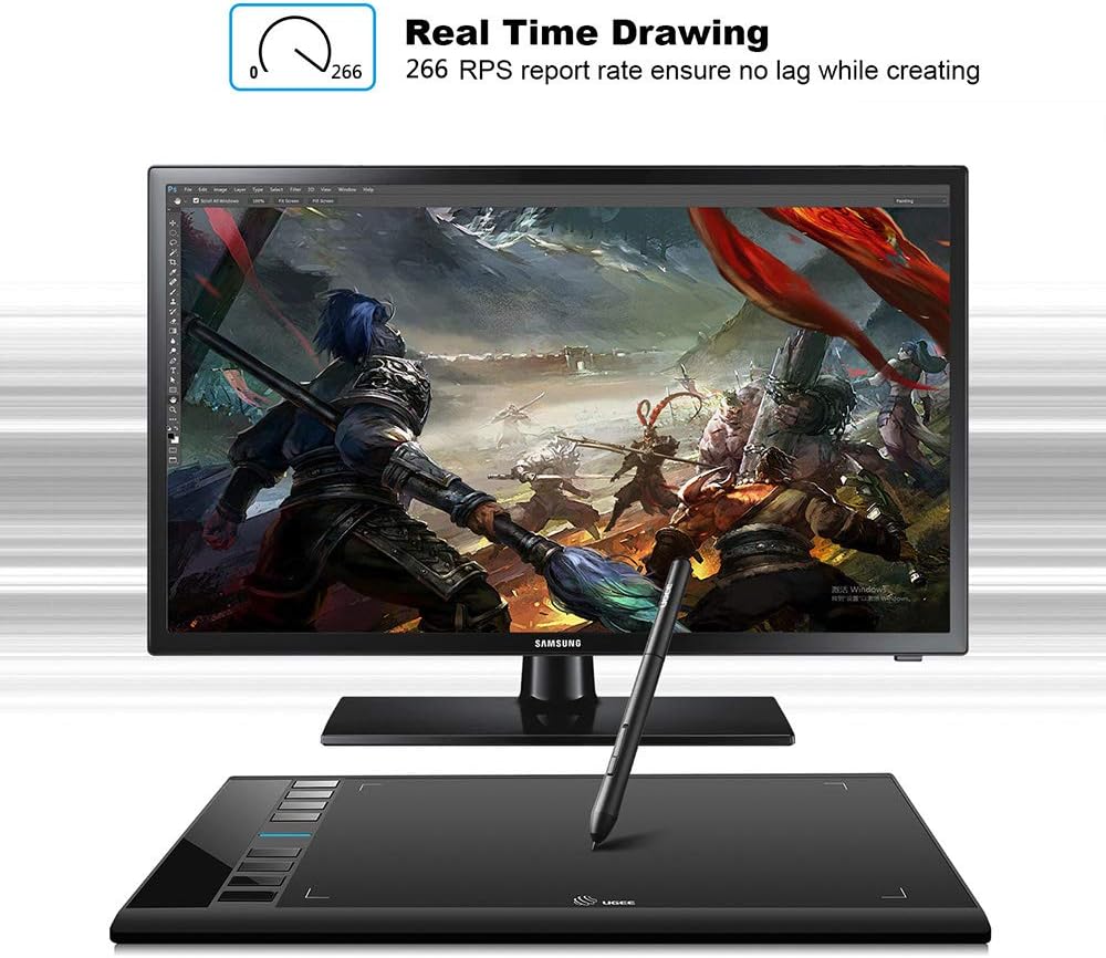 UGEE M708 Drawing Tablet,10x6in 3D Digital Graphics Tablet with 8192 Level Battery-free Tilt Pen,8 Hot Keys,Art Design Creation Tablet for PC with Windows 11/10/8/7,Mac OS 10.10 or above,Chromebook