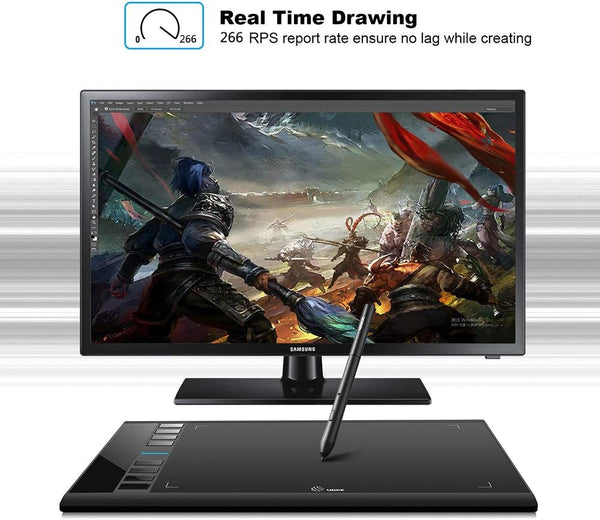 UGEE M708 Drawing Tablet,10x6in 3D Digital Graphics Tablet with 8192 Level Battery-free Tilt Pen,8 Hot Keys,Art Design Creation Tablet for PC with Windows 11/10/8/7,Mac OS 10.10 or above,Chromebook