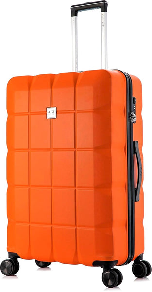 ATX Luggage Suitcase Large on 4 Dual Spinner Wheels Super Lightweight ABS Hard Shell Hold Check in with Built-in TSA Lock (Orange, 110 Liter)