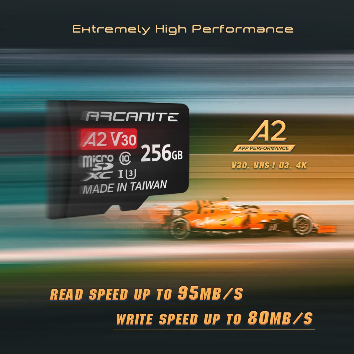 ARCANITE 64GB microSDXC Memory Card with Adapter - A1, UHS-I U3, V30, 4K, C10, Micro SD, Optimal read speeds up to 90 MB/s