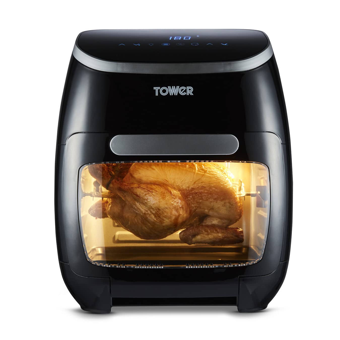 Tower T17122 Vortx Platinum Xpress Digital 30L Air Fryer Oven with Vizion Viewing Window, 18 Cooking Options, 2 Hour Timer, 1800W, Black