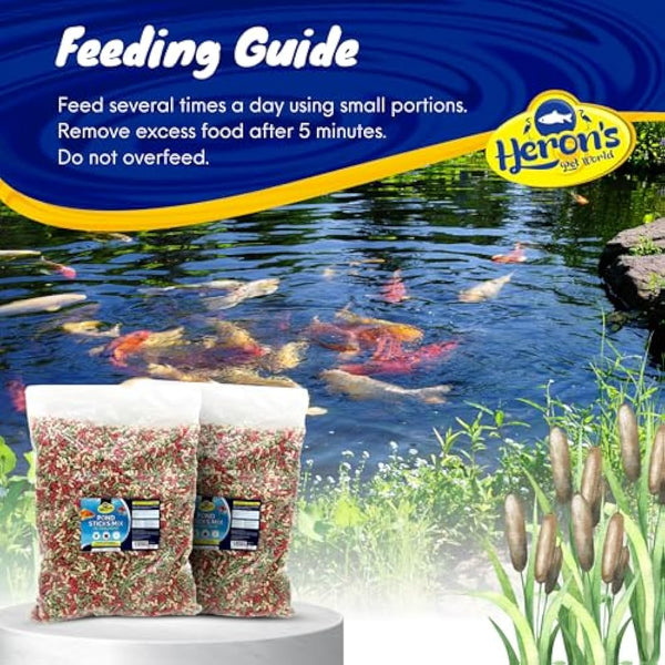 HERONS Pond Sticks Mix Ultralight 15L - Koi & Goldfish Food - Excellent Value - Complete Feed for all Pond Fish - Premium, Variety Pond Sticks