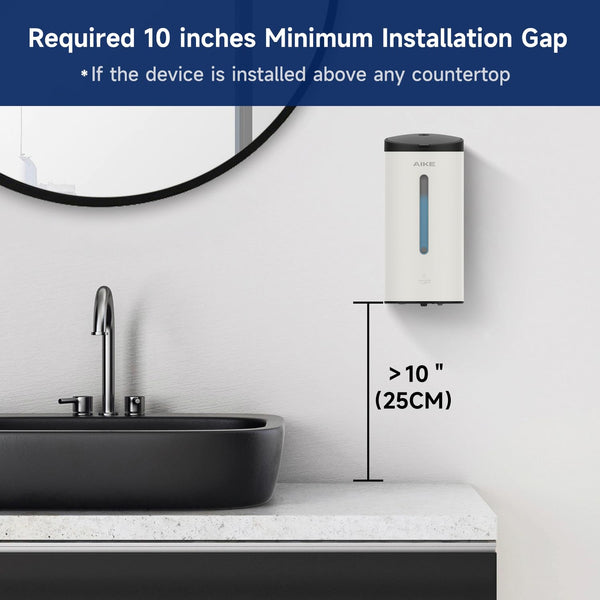 AIKE AK1205 New Soap Dispenser Wall Mounted, 800ML Stainless Steel Wall Soap Dispenser, Automatic Hand Soap Dispenser No Drilling, Hand Sanitizer
