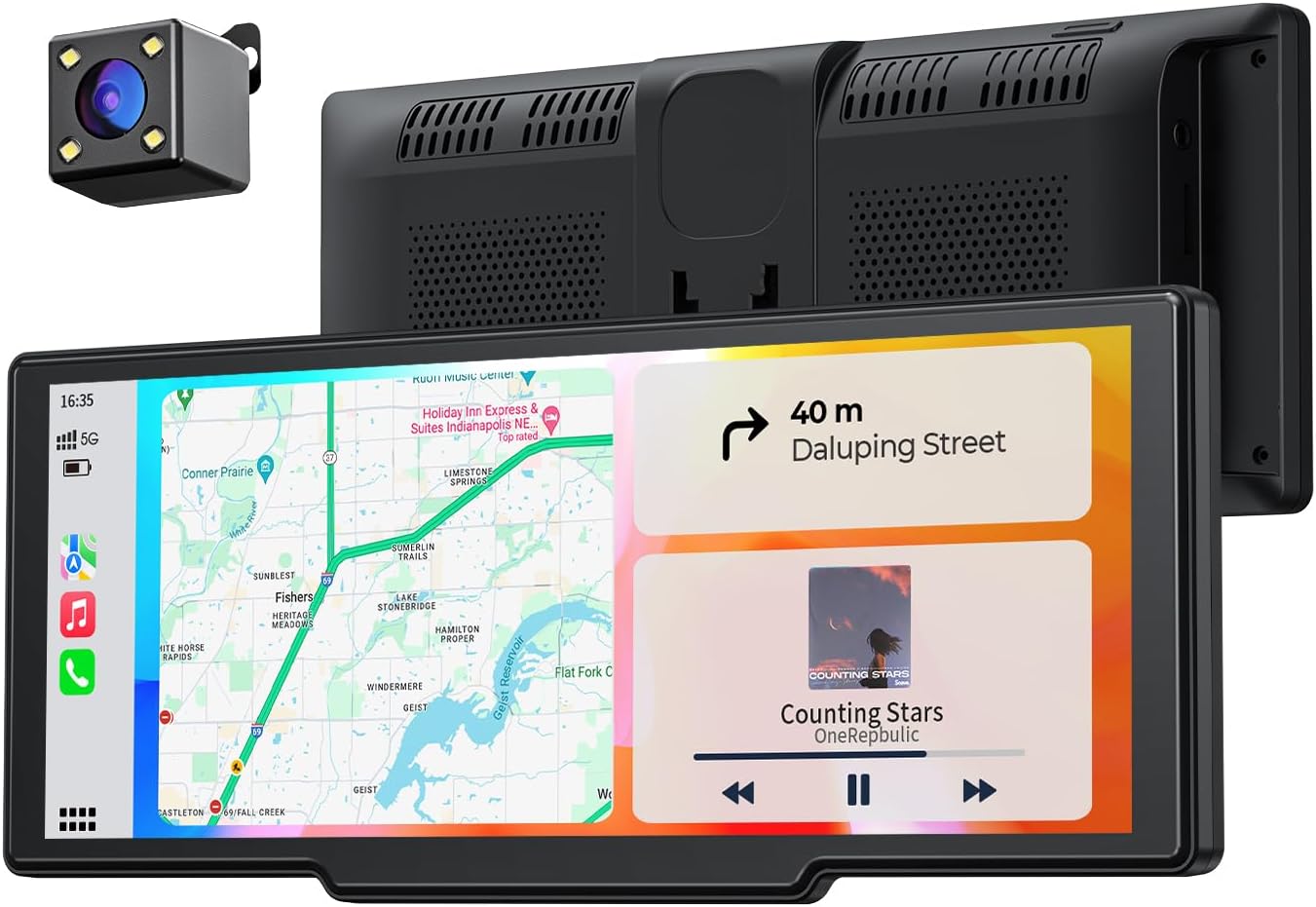 Krunia 8.1" Wireless Portable 60FPS Car Play Screen for Apple CarPlay & Android Auto, OTA Updates, Backup Camera, Mirror Link, Bluetooth, Voice Control, GPS Navigation