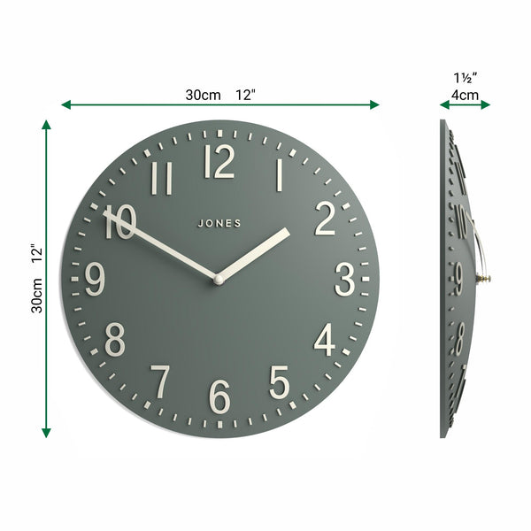 Jones Clocks Chilli wall clock | Modern convex clock | 30cm | Green | Ideal for the kitchen, living room, office or bedroom