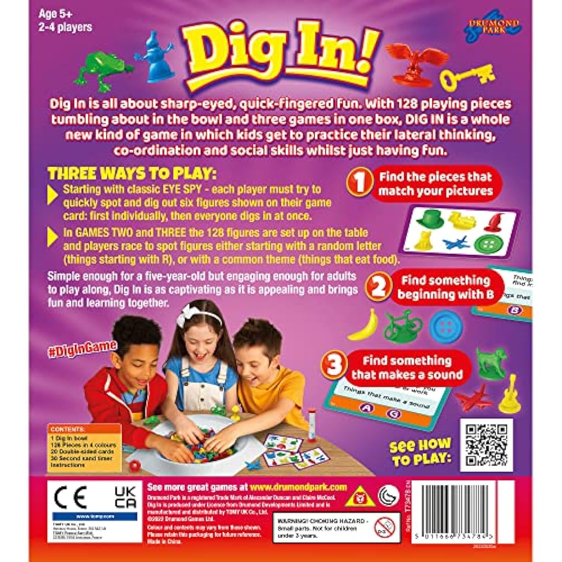 Drumond Park T73478 Dig In , Family Board Games for 2-4 Players, 3 in 1 Tabletop Games For Adults And Kids Suitable From 5+ Years