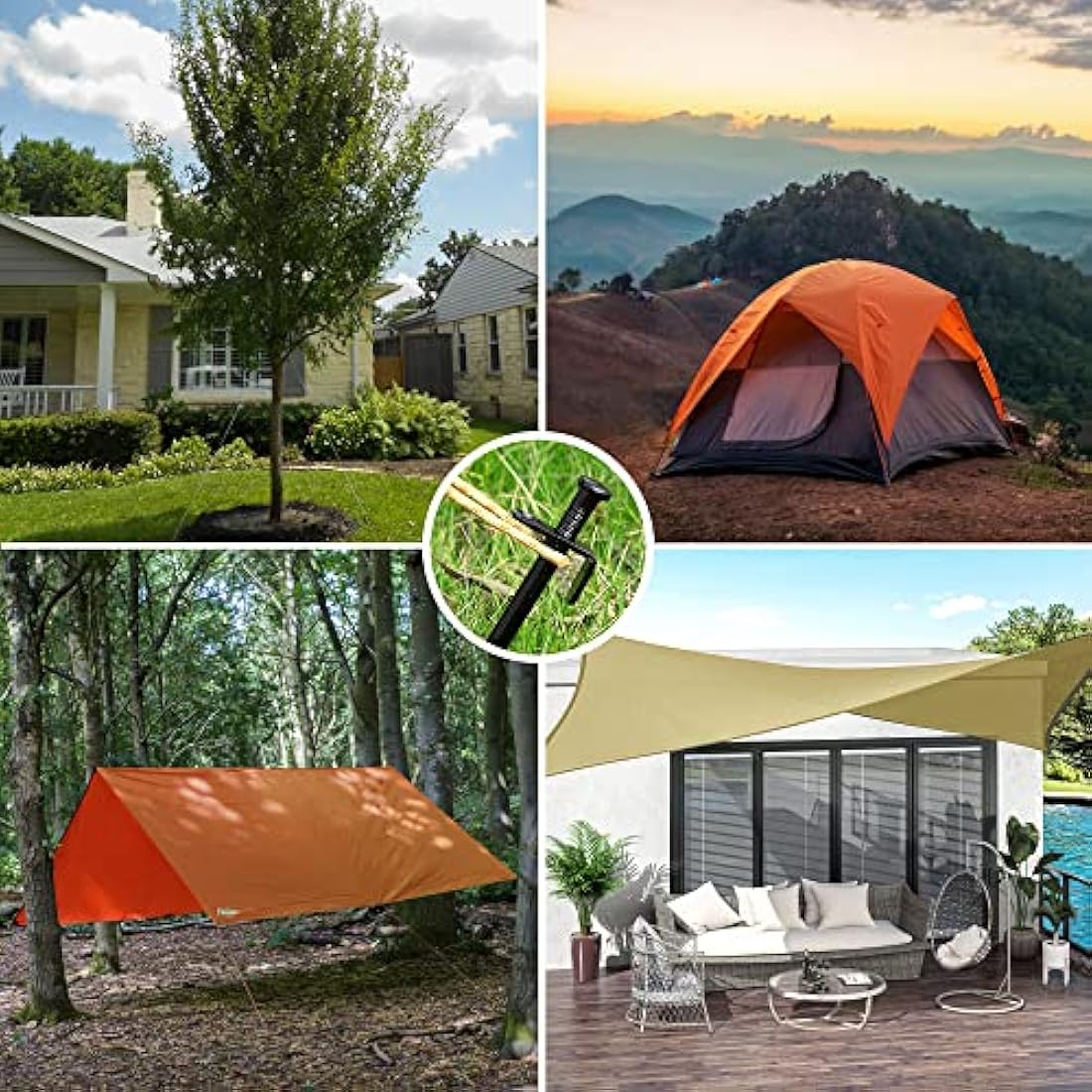 Aoipend Heavy Duty Tree Stakes Kit, Tree Supports for Leaning Tree 6 Pcs Metal Stakes-6 Pcs Tree Straps-80ft Reflective Guy Lines Resistant to Strong Winds Anchoring Kits for Young Trees Outdoor Tent