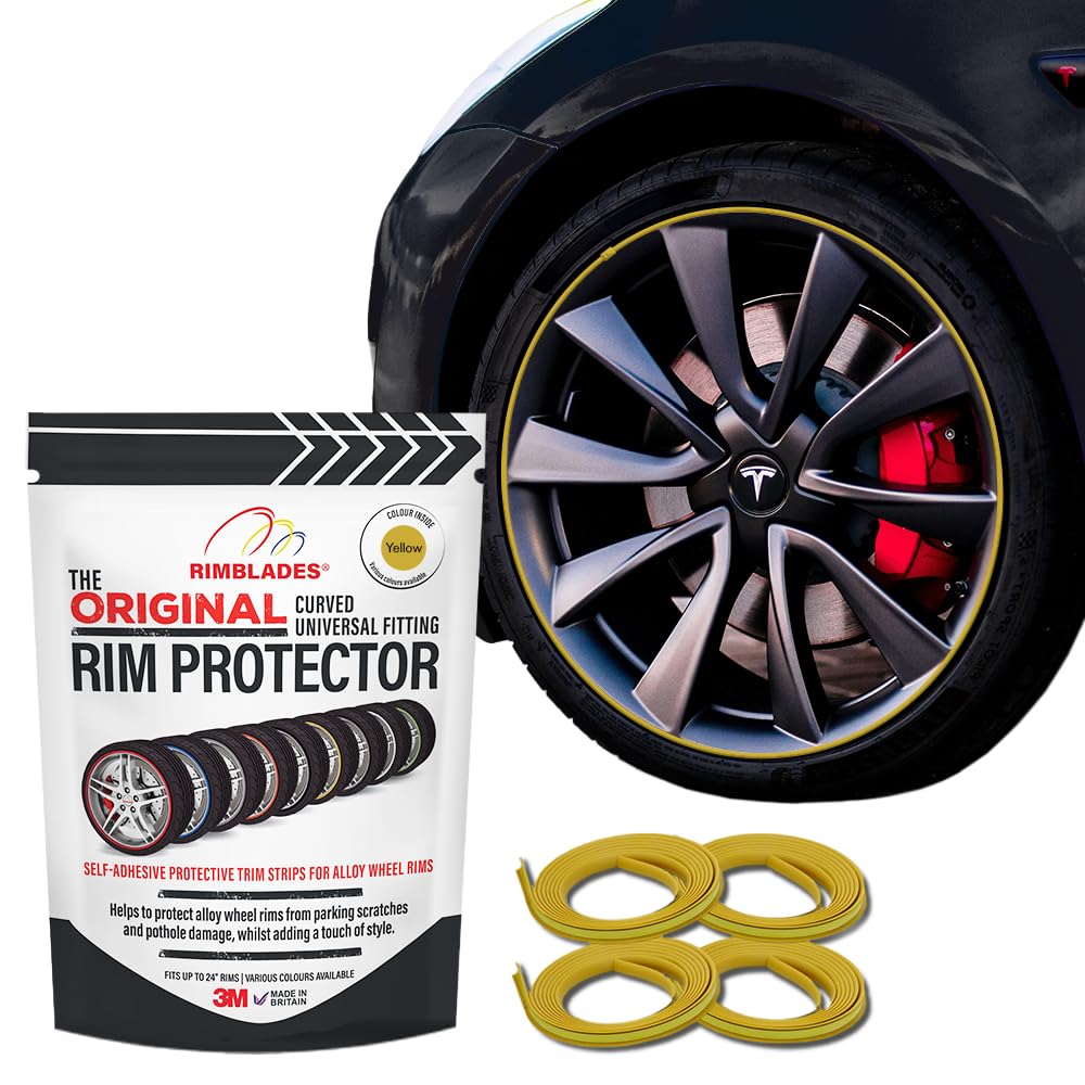 Rimblades Original Black Alloy Wheel Protectors - DIY | 9 Colours Available | Universal Fit for All Wheels | Durable Rim Guards | Car Wheel Scratch Protection | Rim Protection