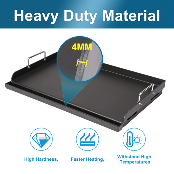 63 x 41cm Universal Griddle Plancha for Gas Grills, Universal Griddle Plate for Gas Hob, Nonstick Coating Large Rectangle Griddle Gas Stove Top with