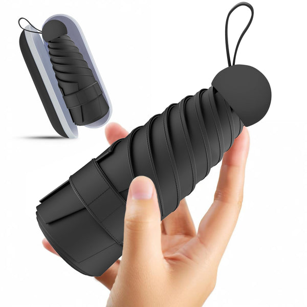 Windproof Mini Travel Folding Umbrella - UPF 50+ Sun & Rain Protection, Small Compact Lightweight Design Fits in Pocket or Bag, Eco-Friendly Fabric Wallet Umbrella for Commuter, Men Women Boys Girls