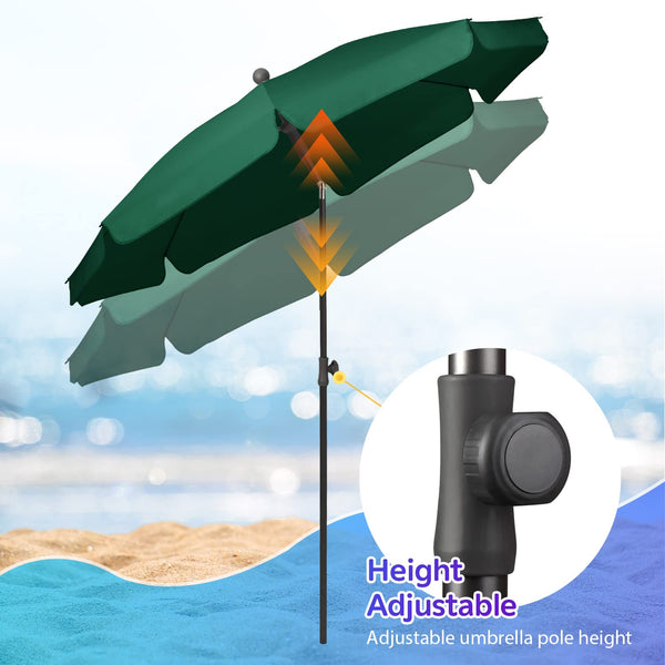 Sekey 2m Garden Parasol with Umbrella Cover - Adjustable and Portable Patio Umbrella for Beach, Garden, Pool, and Patio - UPF 50+ Sun Protection