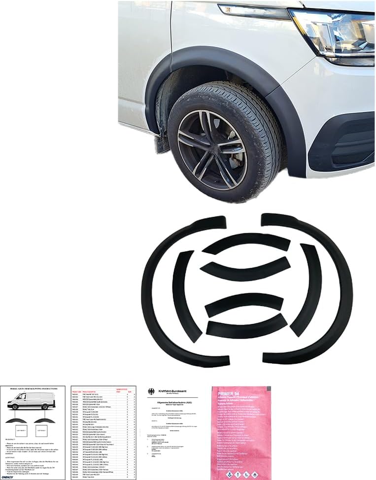 Oneway Set Wheel Arch Trims compatible with Volkswagen Transporter T6.1 2020-2022 (Short wheel base) - Matt black