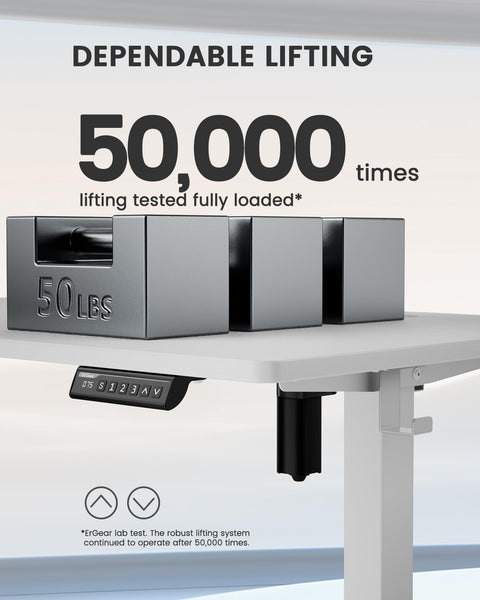 ErGear Electric Standing Desk Height Adjustable 120 x 60cm, Sit Stand Desk with 4 Memory Smart Pannel for Home Office with Splice Board