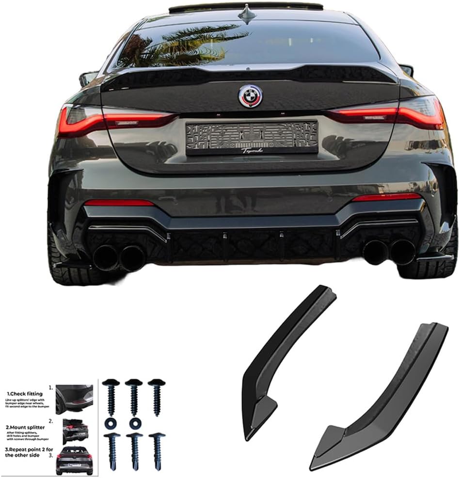 Oneway Rear Side Diffusors compatible with BMW 4-Series G22/G23 Coupe/Convertible M-Pack/M440i 2020-2024 & Facelift 2024- - Gloss black