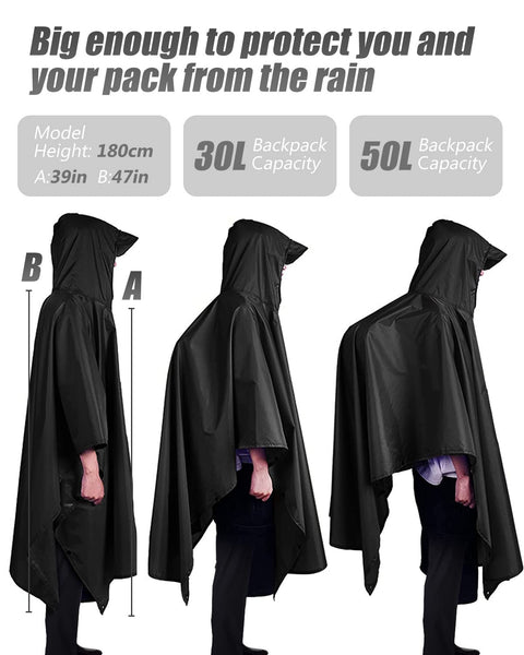 Victoper Waterproof Poncho Adult, Reusable Rain Poncho Adult Waterproof Poncho Waterproof Adult Lightweight Waterproof Raincoat for Outdoor Hiking Camping Cycling Traveling