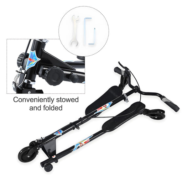 AOODIL Swing Scooter Adjustable 3 Wheels Foldable Wiggle Scooter Self Drifting for Kids/Adult Age 6 Years Old and Up