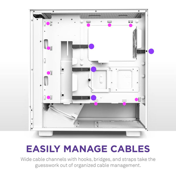 NZXT H5 Flow RGB - Compact ATX Mid-Tower PC Gaming Case - High Airflow - F360 RGB Core (CV) Included - 360mm Front & 240mm Top Radiator Support - Cable Management - Tempered Glass - White