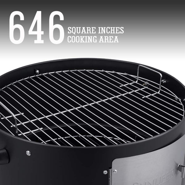 SUNLIFER Charcoal BBQ Grill, Heavy Duty 3-in-1 Barbecue Smoker Grill for Garden Camping Outdoor Cooking and Grilling 89x56x43CM