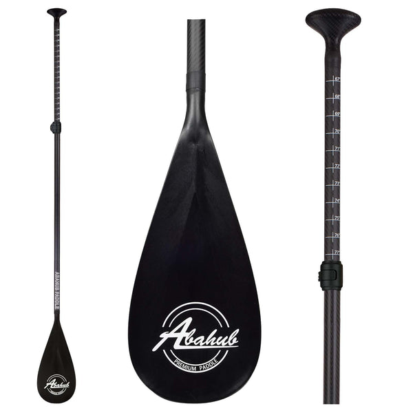 Abahub Carbon SUP Paddles, 1 x 3 Section Adjustable 67" - 86" Carbon Fiber Shaft, Lightweight Stand-up Paddle Oars for Paddleboard, Black Print
