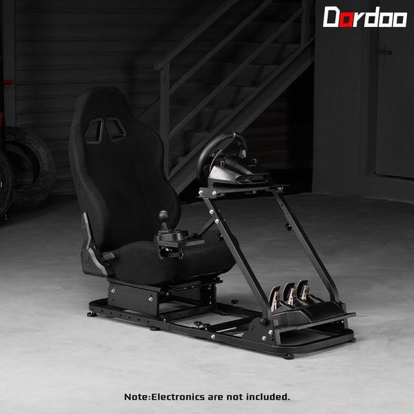 Dardoo Racing Simulator Cockpit Adjustable Black Seat Gaming Steering Stand Fits for Logitech G25 G27 G29 G920 G923, Thrustmaster T300, Fanatec, Not Included Steering Wheel, Pedal and Handbrake