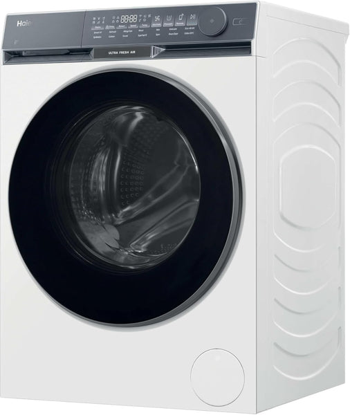 Haier X Series 9 Washing Machine, 10kg, 1400 rpm, A-30 percent Energy Class, Ultra Fresh Air, Refresh Cycle, Direct Motion Motor, 14 Programmes, White-Black Door, 57x60x85 cm -HW100-B14387UUK