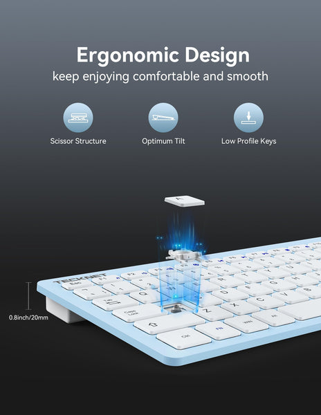 TECKNET 2.4G Wireless Keyboard For Windows/Chrome OS, UK Layout Compact Mini Keyboard, Small Silent Whisper-Quiet Keyboards with 12 months Battery Life (Pink)