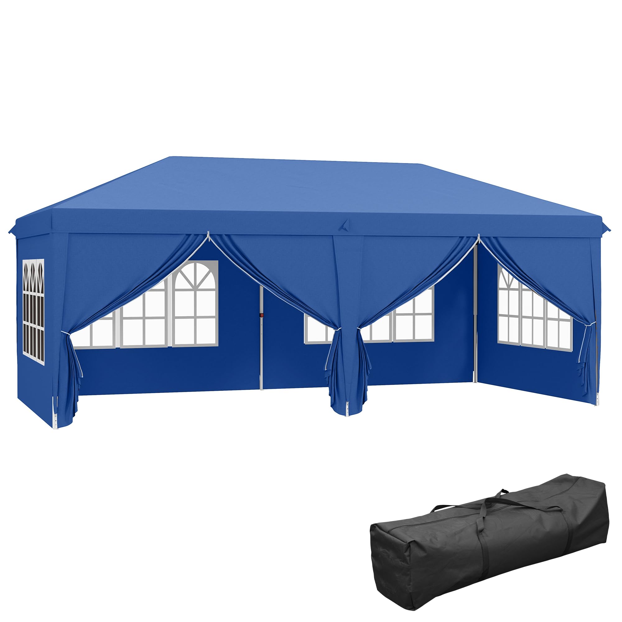 Outsunny 3 x 3(m) Pop Up Gazebo, Water and UV Resistant Party Tent Camping Canopy Marquee with Carry Bag, Blue