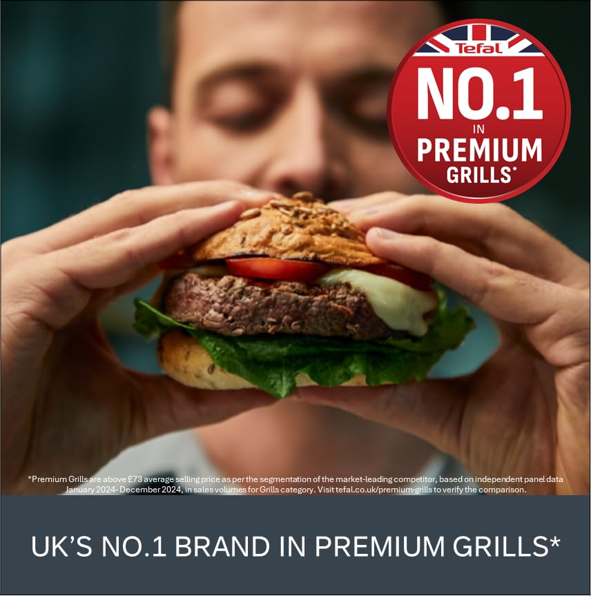 Tefal GC722D40 Optigrill Plus X-Large Grill with 9 Automatic Settings and Cooking Sensor, Non Stick Removable Plates, Automatic Settings and Cooking Sensor, Stainless Steel, Xl