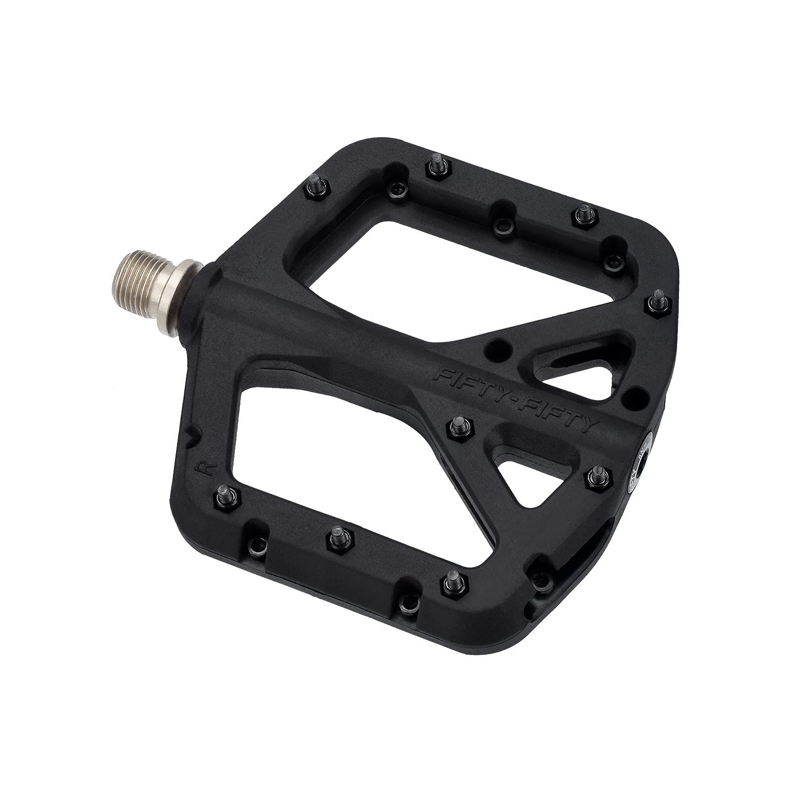 FIFTY-FIFTY Mountain Bike Pedals, Non-Slip MTB Nylon Composite, 9/16" Bicycle Pedals, Lightweight and Wide Flat Platform (Black)