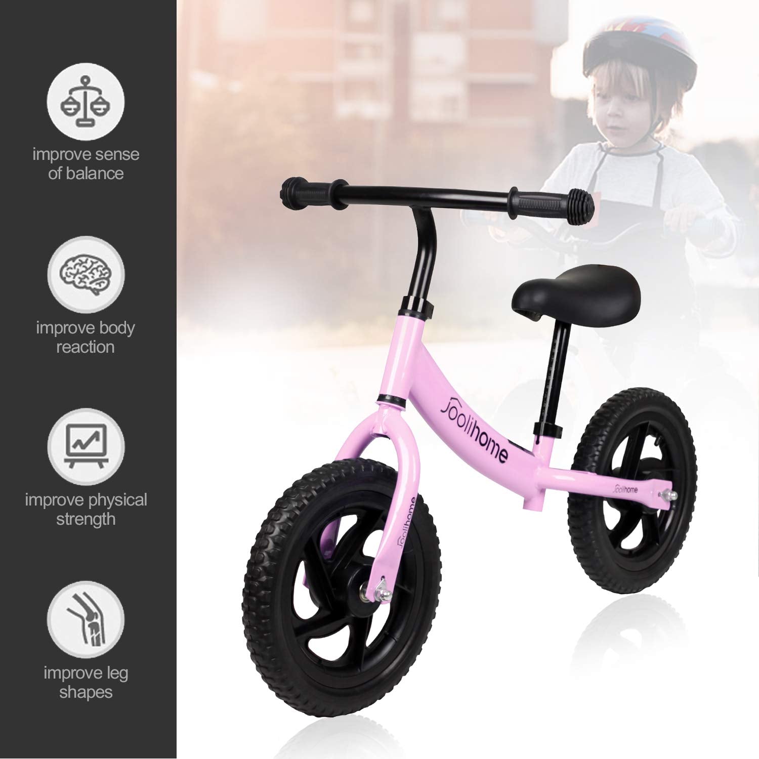 12" Balance Bike Carbon Steel Frame No Pedal Walking Balance Bike Training Bicycle for Kids and Toddlers 2- to 6 Years Old