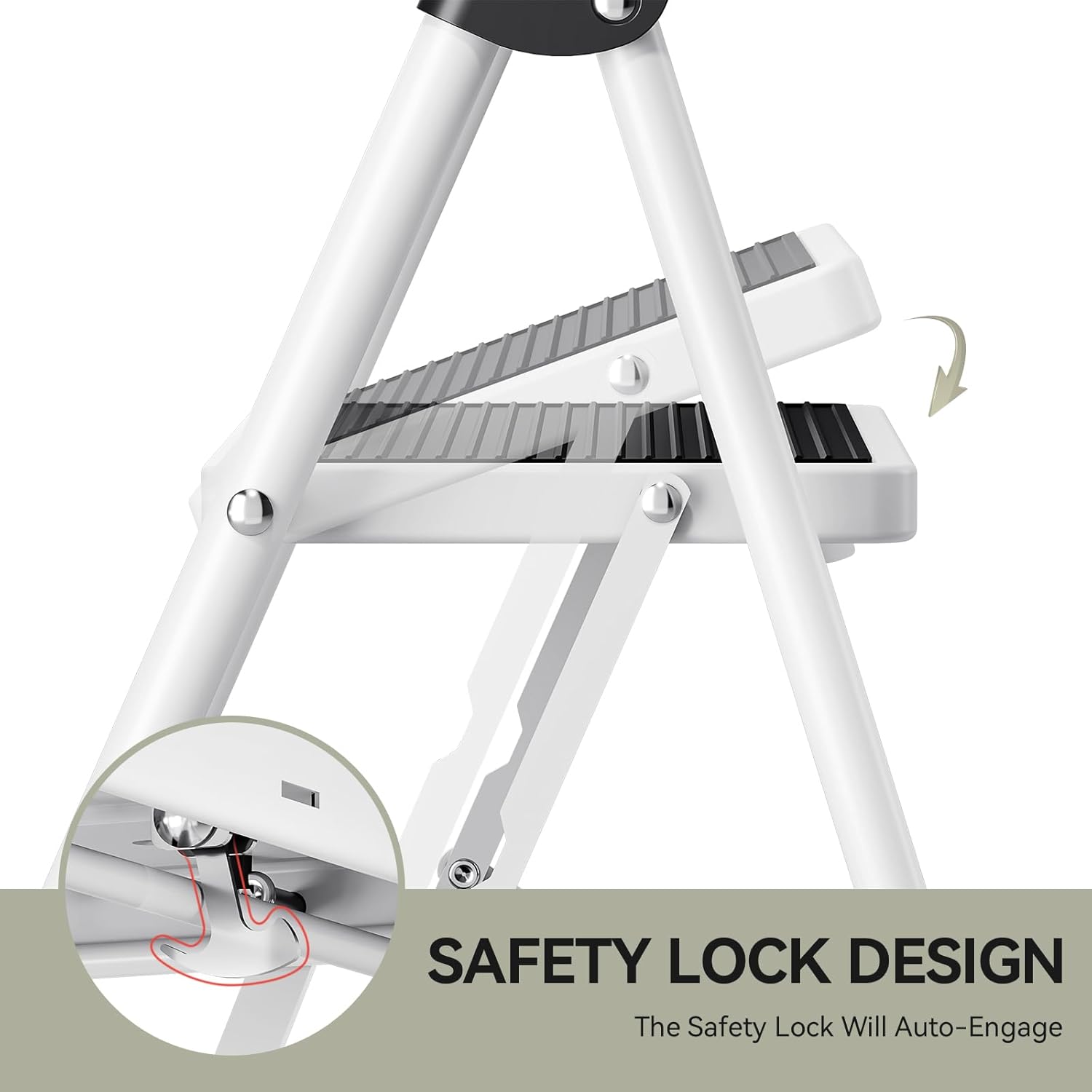 KINGRACK Folding 3-Step Ladder with Non-Slip Pedals, Sturdy Steel, Lightweight & Portable, Red