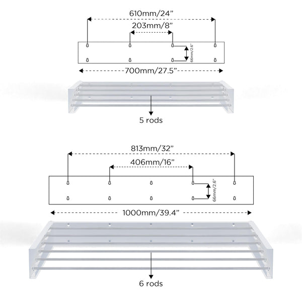 Hot Flow Glide Foldable Wall Mounted Clothes Rack, Retractable Clothes Drying Rack. Sleek Design With 6 x 100cm Rods For 6m Of Hanging Line. Perfect