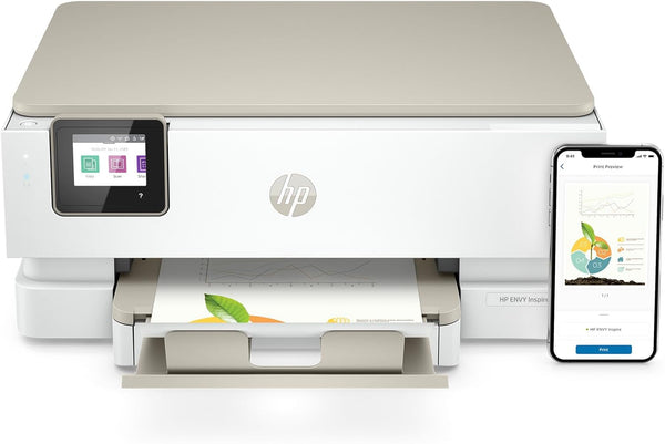 HP ENVY Inspire 7220e All-in-One Wireless Colour Printer | 5 months free Instant Ink limited time only | White | 2-sided printing | Touchscreen | Self-healing Wi-Fi