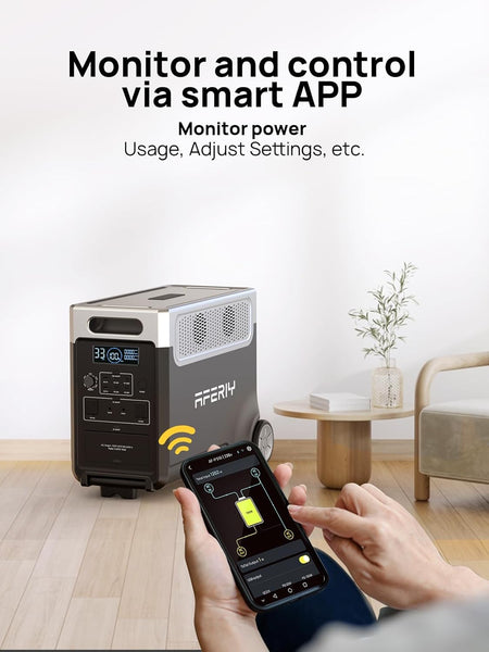 AFERIY Portable Power Station 3600W 3840Wh with 3.8-11.5kWh Expandable Capacity, Electric Generator LiFePO4 as Backup Battery, 220V-240V, EPS, UPS, BMS, Solar Generator for Home, Camping, Travel