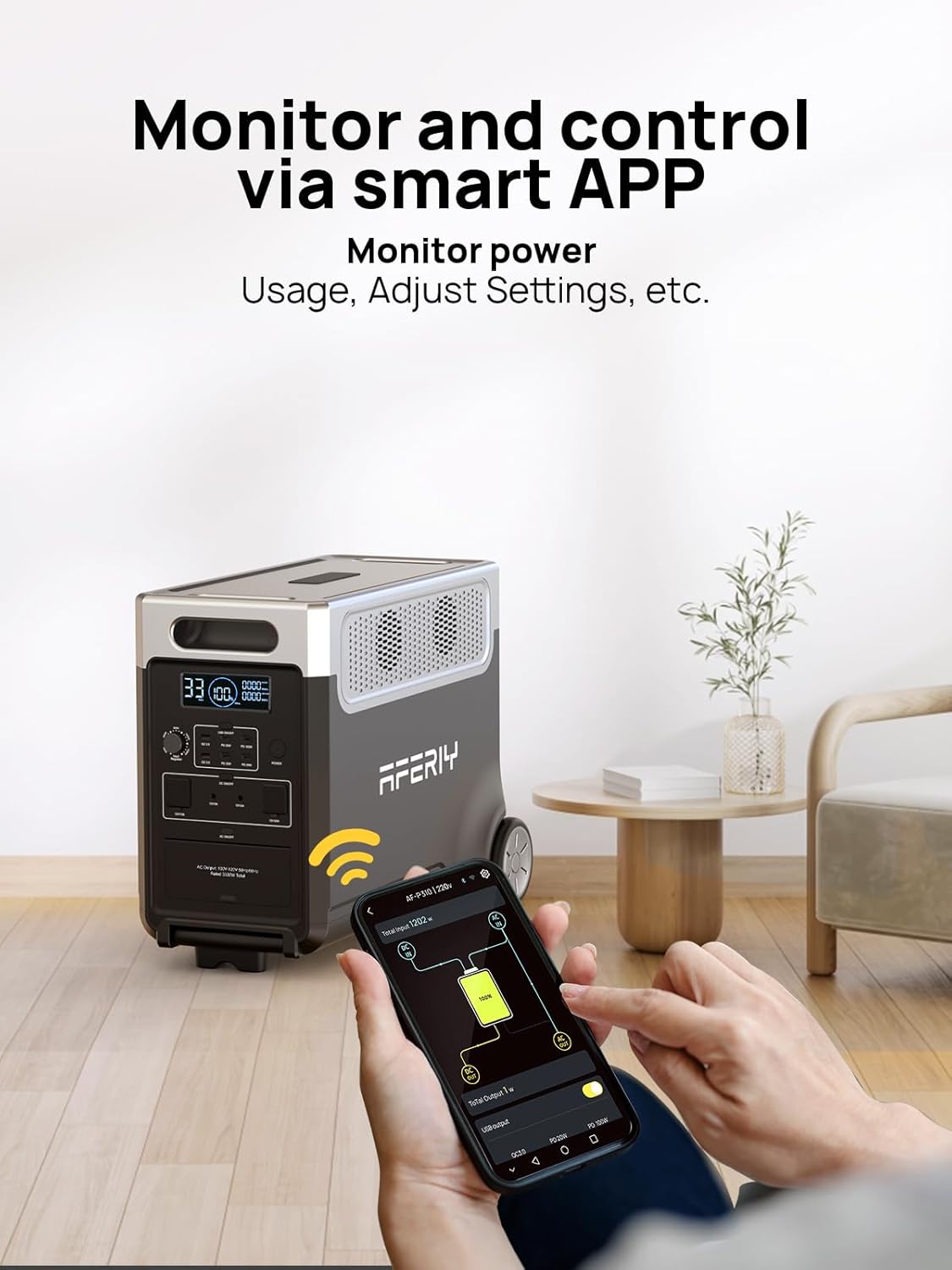 AFERIY Portable Power Station 3600W 3840Wh with 3.8-11.5kWh Expandable Capacity, Electric Generator LiFePO4 as Backup Battery, 220V-240V, EPS, UPS, BMS, Solar Generator for Home, Camping, Travel