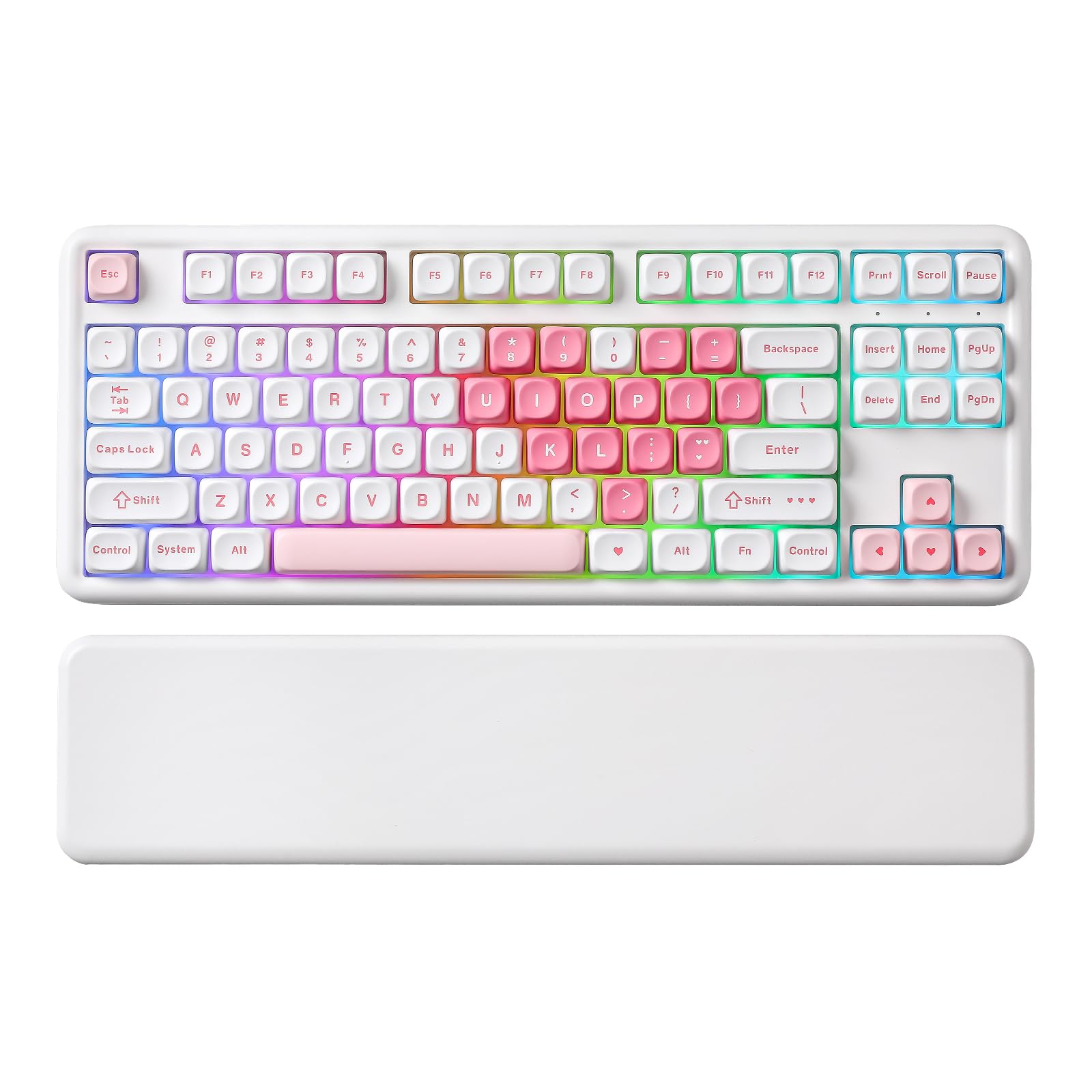 YUNZII B87 Wireless Mechanical Keyboard,QMK/VIA Software Custom Gaming,Gasket RGB Keyboard with Cute MOA Keycaps,Wrist Rest,BT5.0/2.4G/USB-C NKRO for Win/Mac (butter, milk v2 linear)