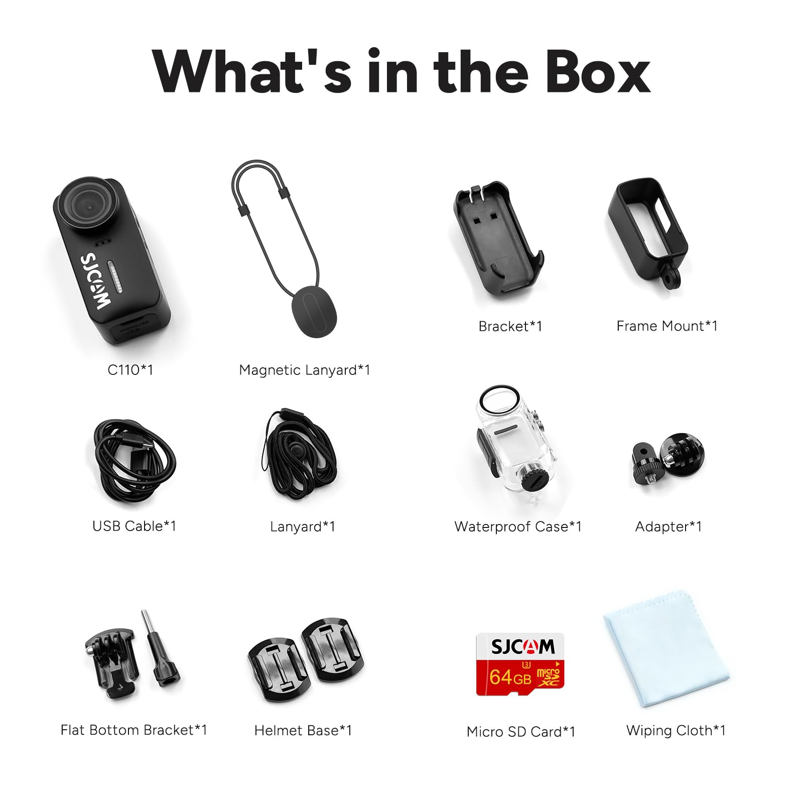 SJCAM C110 Magnetic Mini Body Camera,4K 200min | 64GB Card Bodycam with Audio & Video Recording, EIS Stabilisation,8x Zoom,30M Waterproof Pocket Action Cam WIFI Vlogging Camera,f/2.0 POV Cam,Black