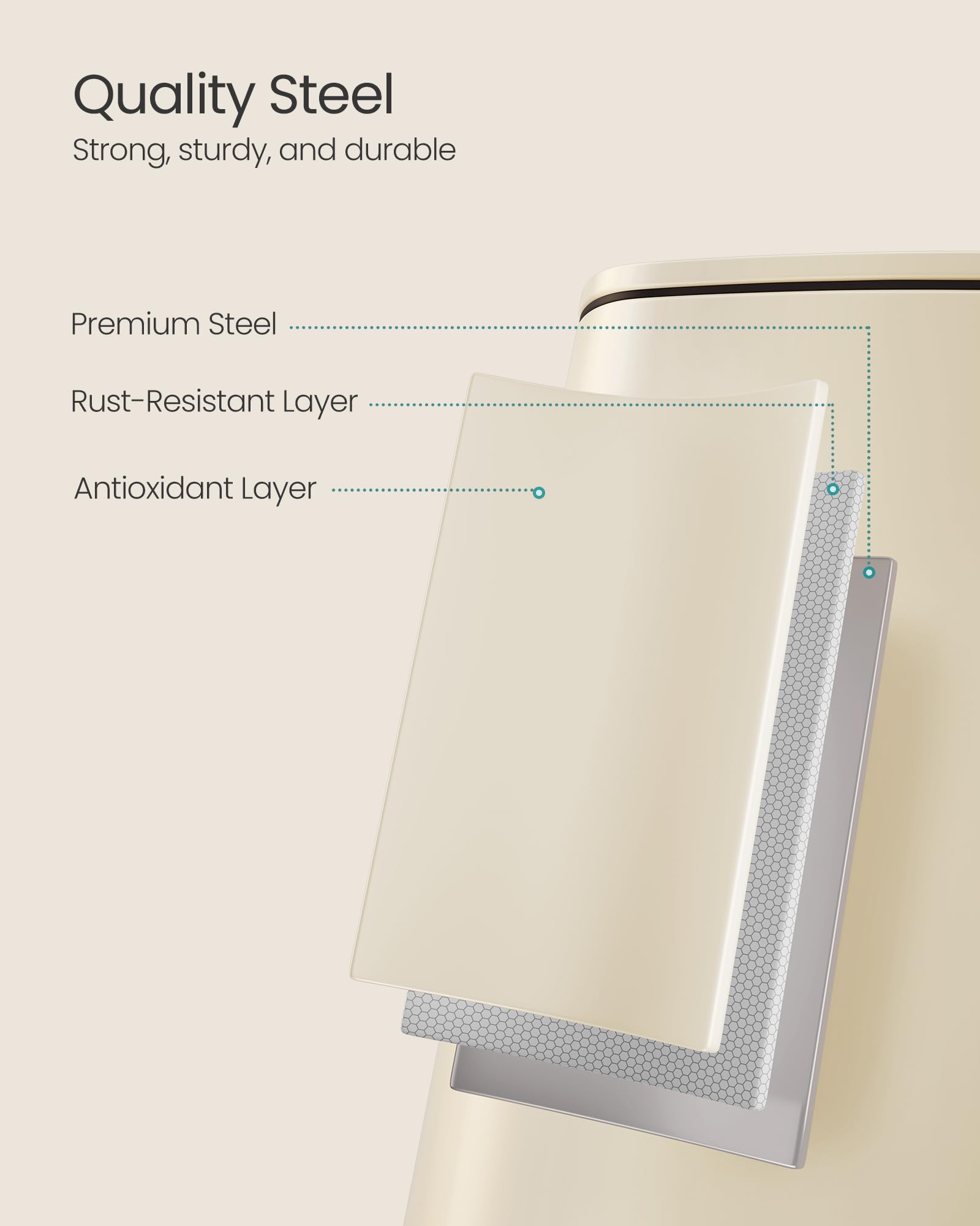 SONGMICS Kitchen Bin, 8-Gallon (30 L) Trash Bin, Steel Pedal Bin, with Inner Bucket, Soft Close and Stays Open, Ink Black LTB593B02