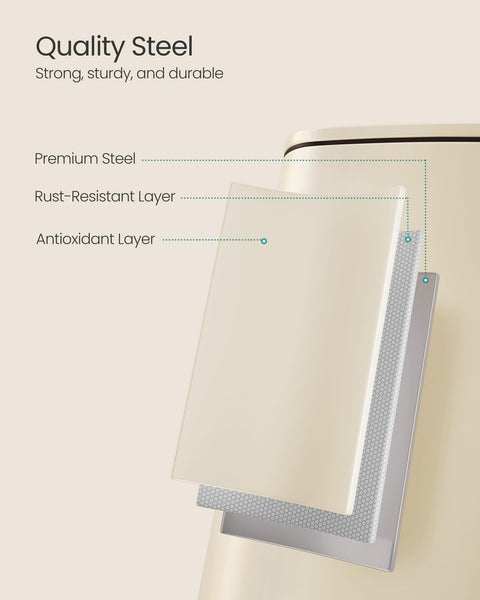 SONGMICS Kitchen Bin, 8-Gallon (30 L) Trash Bin, Steel Pedal Bin, with Inner Bucket, Soft Close and Stays Open, Metallic Silver LTB593E01