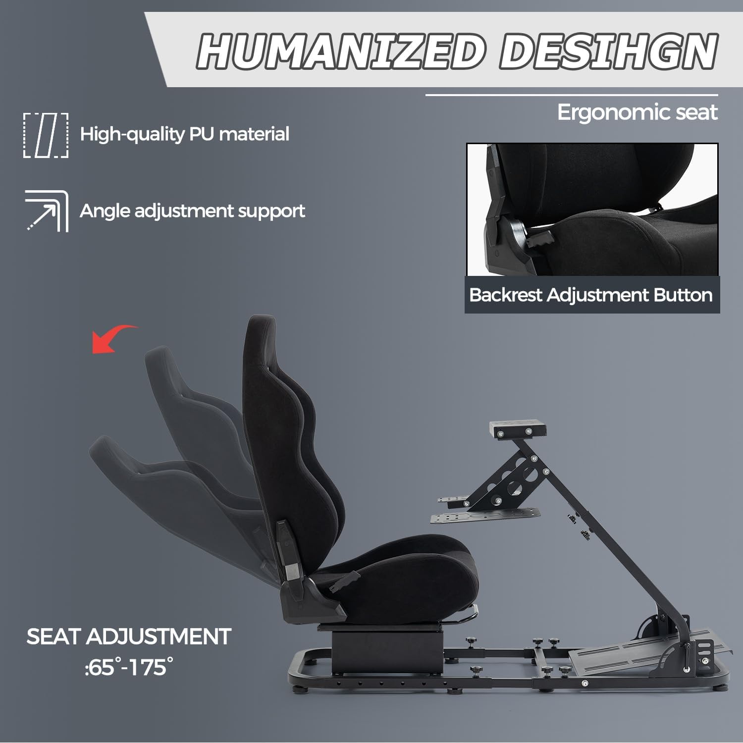 Minneer Flight Racing Simulator Cockpit with Black Seat,Fit for Logitech Thrustmaster joysticks or Yoke G920 G923 T80 T150,Sim Game Stand With 2 Shift Rod Fittings Not Include Wheel Pedal