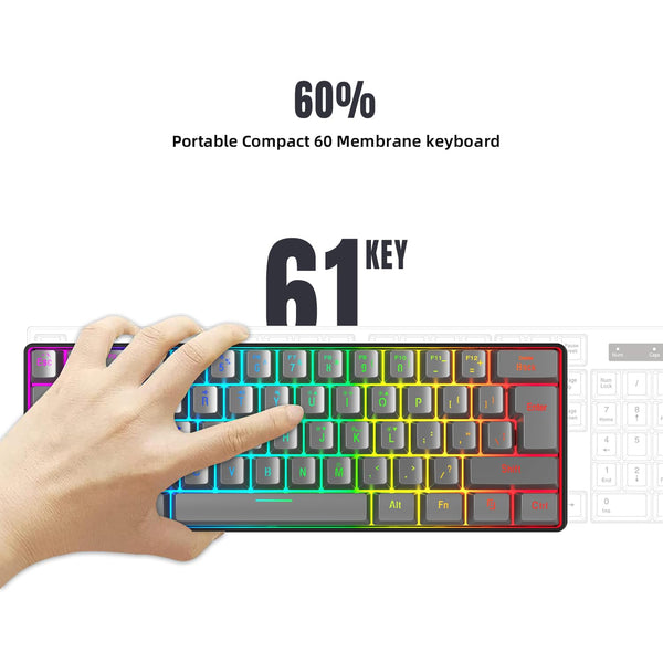 Snpurdiri 60% Wired Mechanical Gaming Keyboard, Mini 61-Key With Red Switches for PC, Windows XP, Win 7, Win 10 (Black-Red)