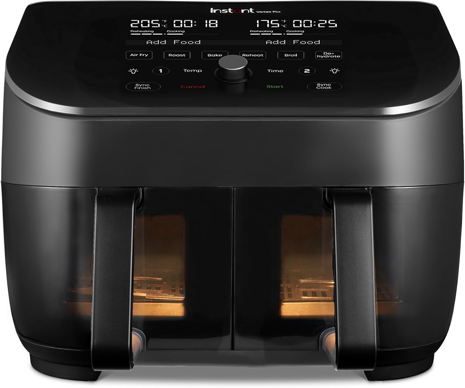 Instant Pot - Versazone Dual Black Air Fryer - Large 8.5L, Family Size - Single Double Basket with Divider - 8 in 1 - Food Dehydrate, Grill, Bake, Roast, Reheat, Non-Stick, Easy Clean, Dishwasher Safe