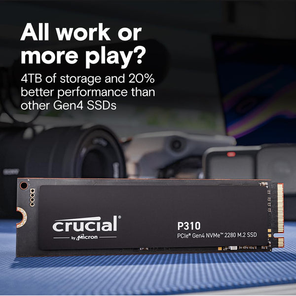 Crucial P310 500GB SSD M.2 2280 NVMe PCIe Gen4 Internal Gaming SSD, Up to 6,600MB/s, Laptop & Desktop (PC) Compatible, Solid State Drive - CT500P310SSD801